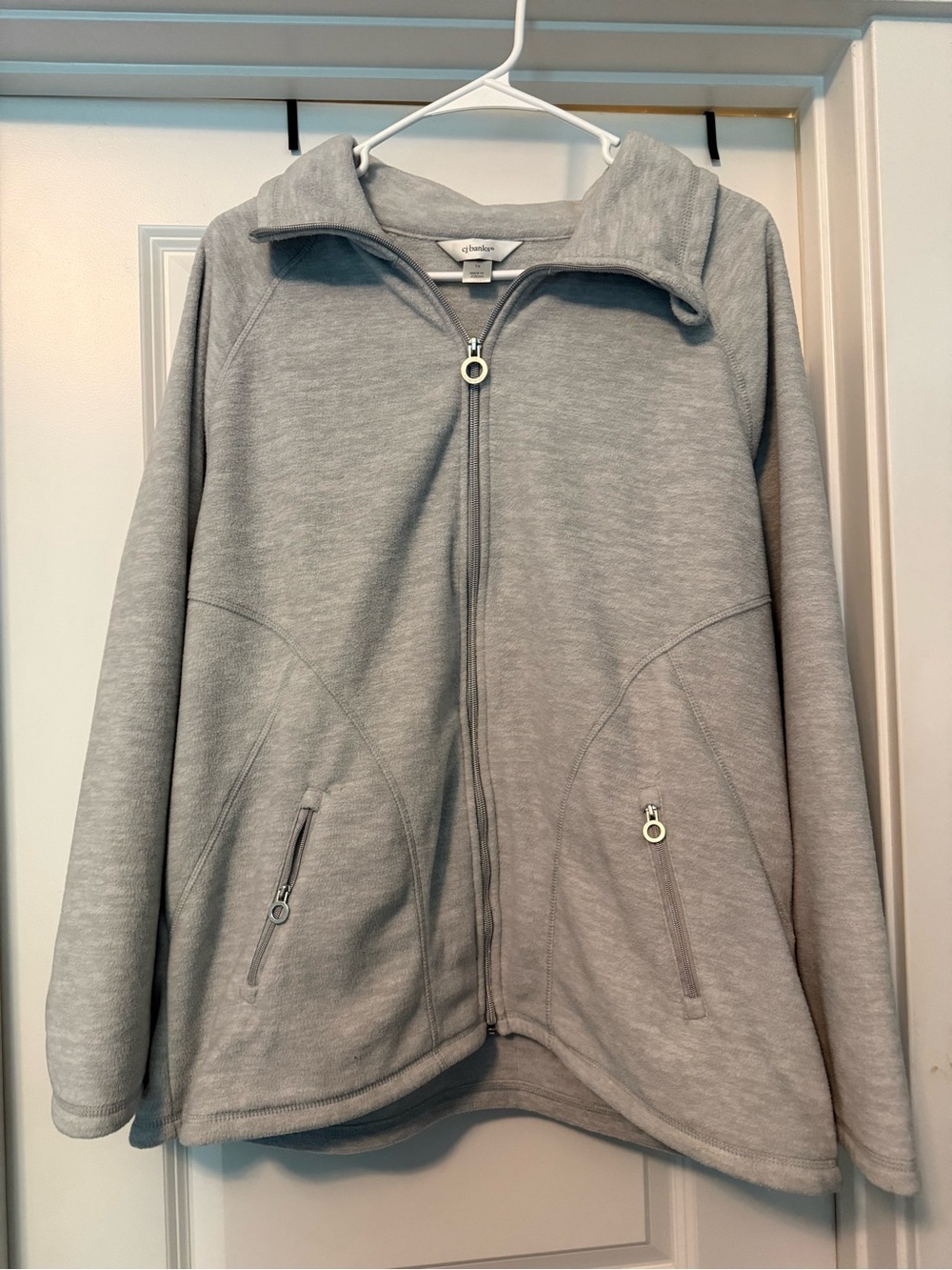 CJ Banks Light Gray Teddy Zip-Front Jacket